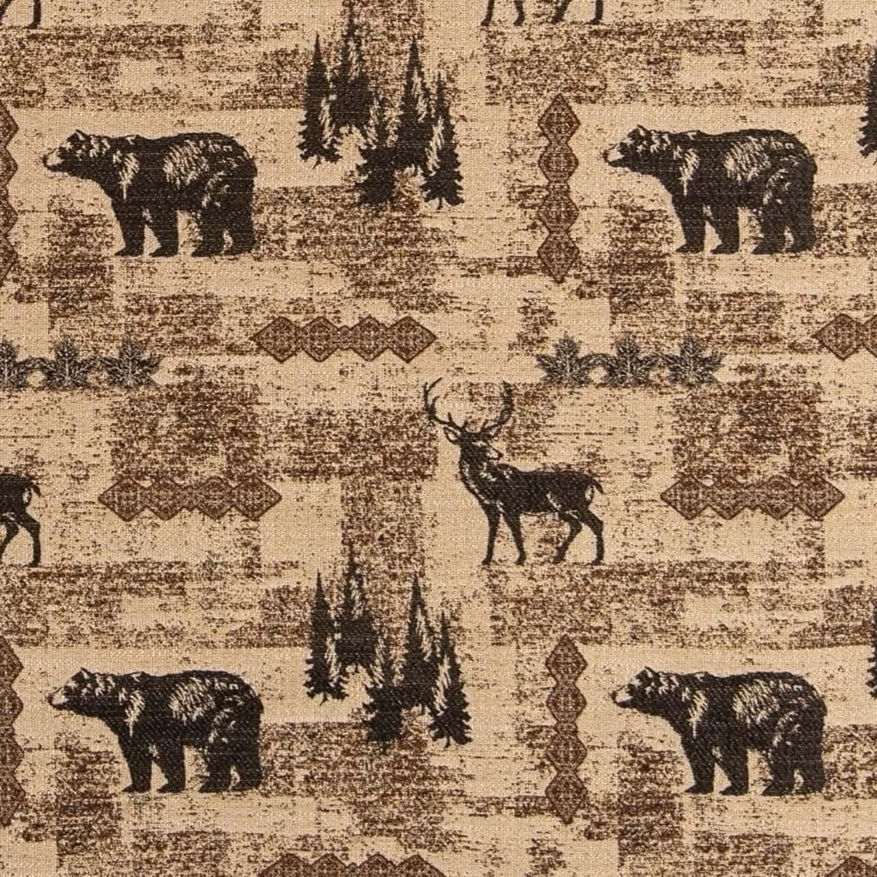 Black Brown Novelty Tapestry Woven Pattern Upholstery Fabric by The Yard - SKU: Finnegan Woodland